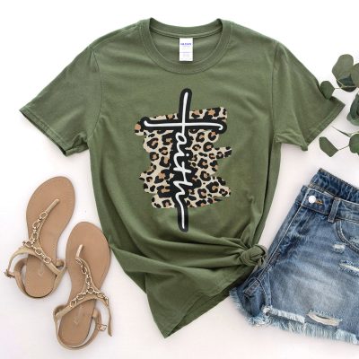 Faith Cross Leopard Unisex T-Shirt