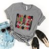 Merry Christmas Leopard Buffalo Plaid Unisex T-Shirt