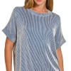 Corded Rib Short Sleeve T-Shirt - Lt Navy