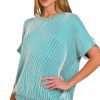 Corded Rib Short Sleeve T-Shirt - Lt Teal