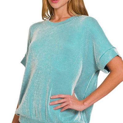 Corded Rib Short Sleeve T-Shirt - Lt Teal