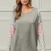 French Terry with Paisley Triblend Color Block - H Grey