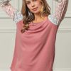 French Terry with Paisley Triblend Color Block - Mauve