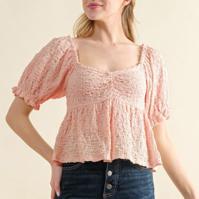 Lovely Textured and Smocked Top - Blossom