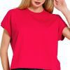 Premium Cotton Relaxed Crop Tee - Ruby