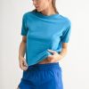 Round Neck Short Sleeve T-Shirt - Blue Jay