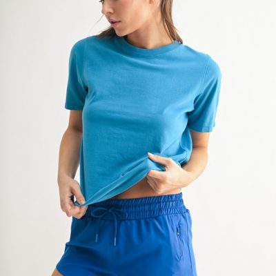 Round Neck Short Sleeve T-Shirt - Blue Jay