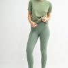Round Neck Short Sleeve T-Shirt - Moss