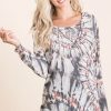 Tie Dye Terry Top with Contrast Stitching - Charcoal Grey