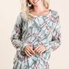 Tie Dye Terry Top with Contrast Stitching - Hunter Green