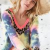 Tie Dye Terry V-Neck Top - Charcoal Tie Dye
