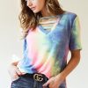 Tie-Dye V-Neck Short Sleeve T-Shirt - Charcoal Tiedye